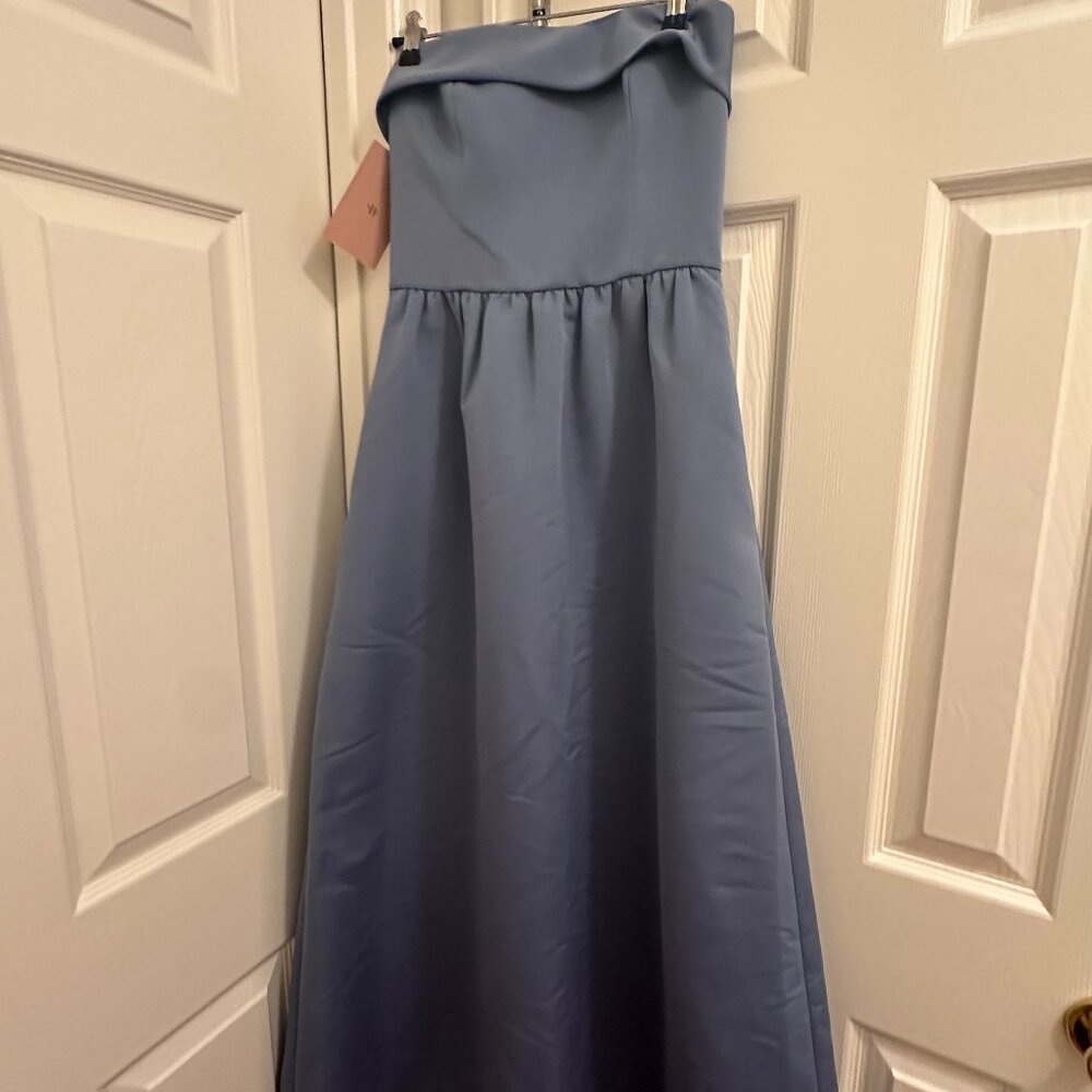 Anthropologie x Amsale Blue Strapless Evening Dress